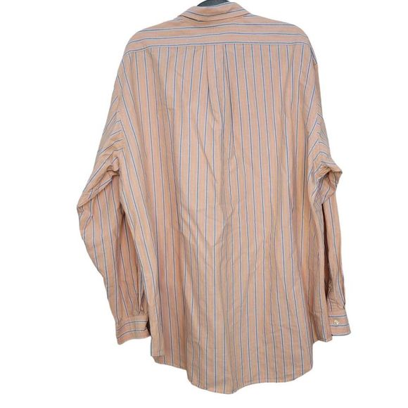 VNTG Ralph Lauren Classic Fit  Peach Orange/Blue Striped Polo Men's XXL - Picture 5 of 7